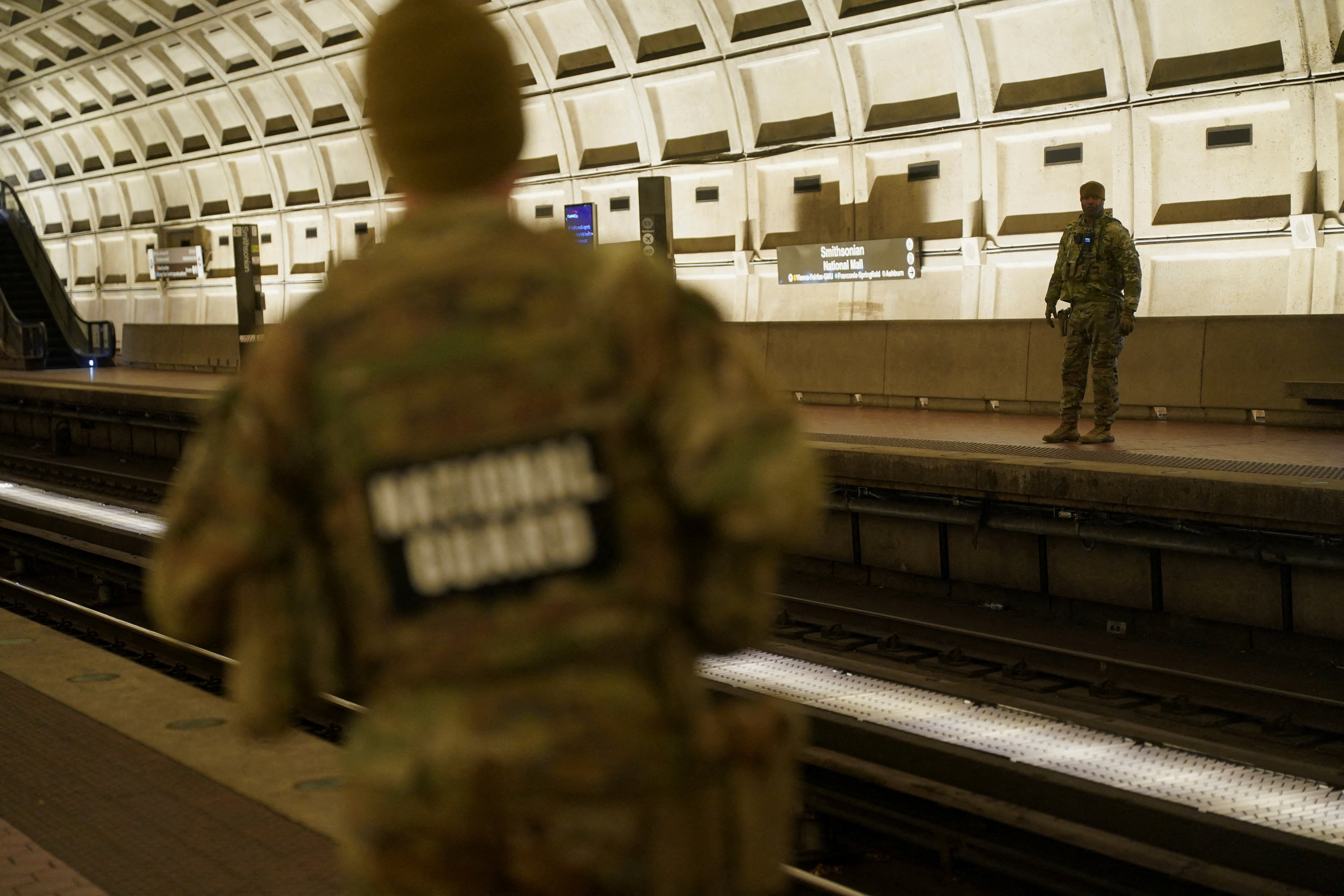 Aftermath of shooting of two National Guard members, in Washington