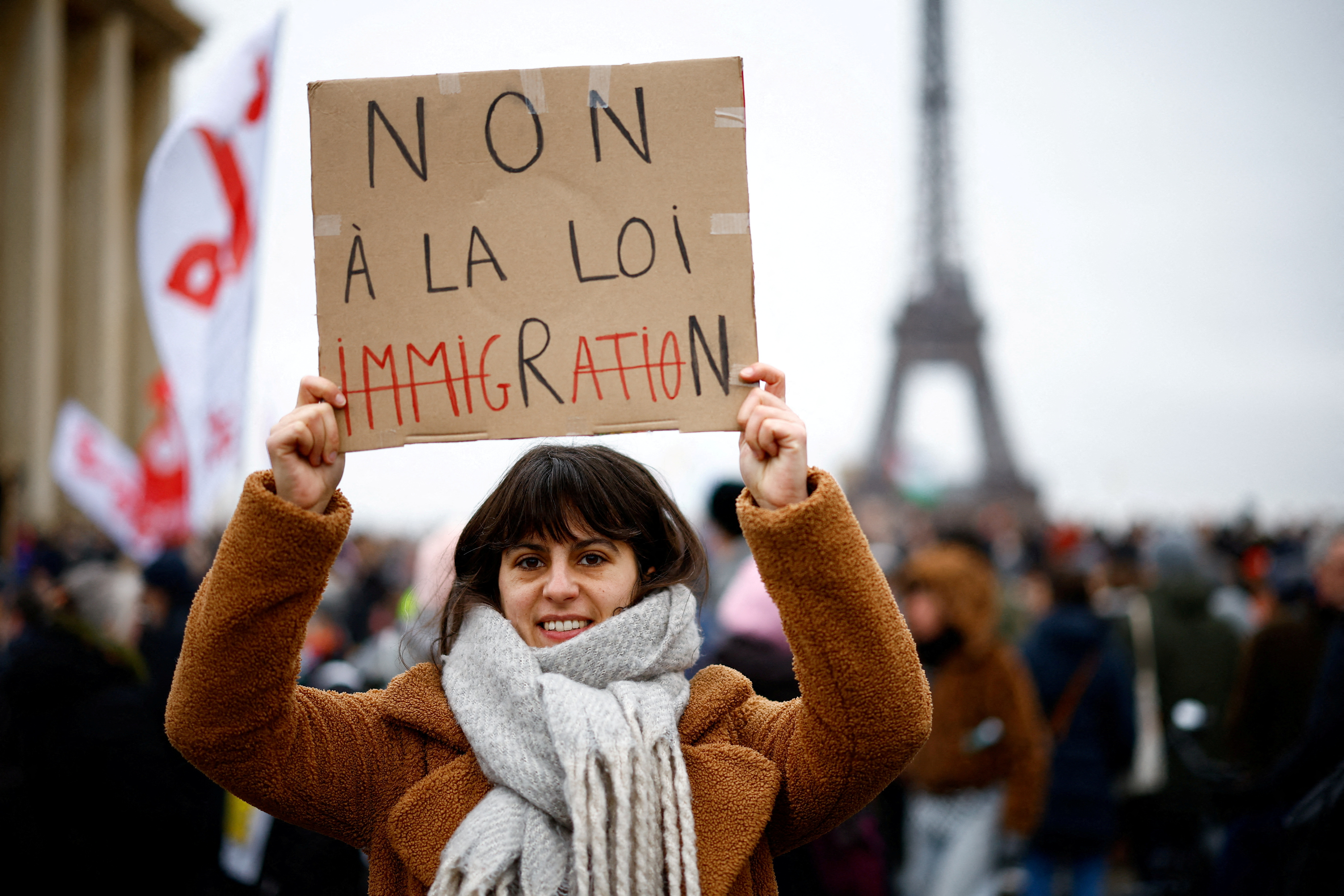 Citizen march against the immigration law, surnamed "Darmanin law", in Paris