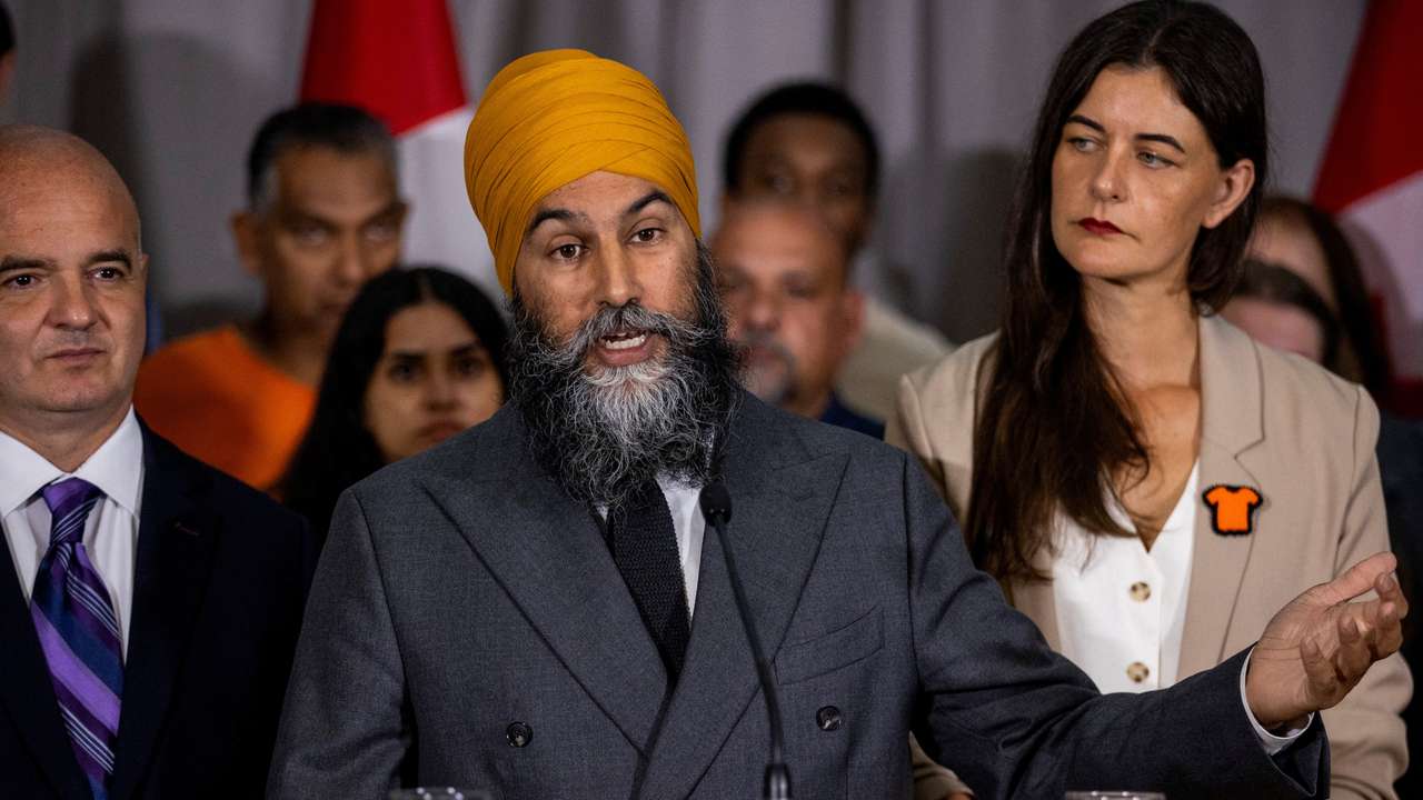 Jagmeet Singh, leader of the NDP, speaks in Toronto