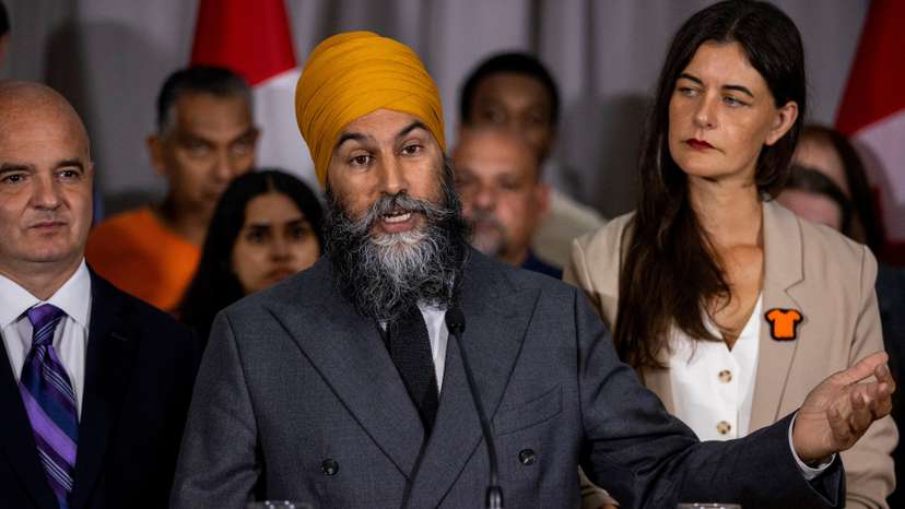 Jagmeet Singh, leader of the NDP, speaks in Toronto