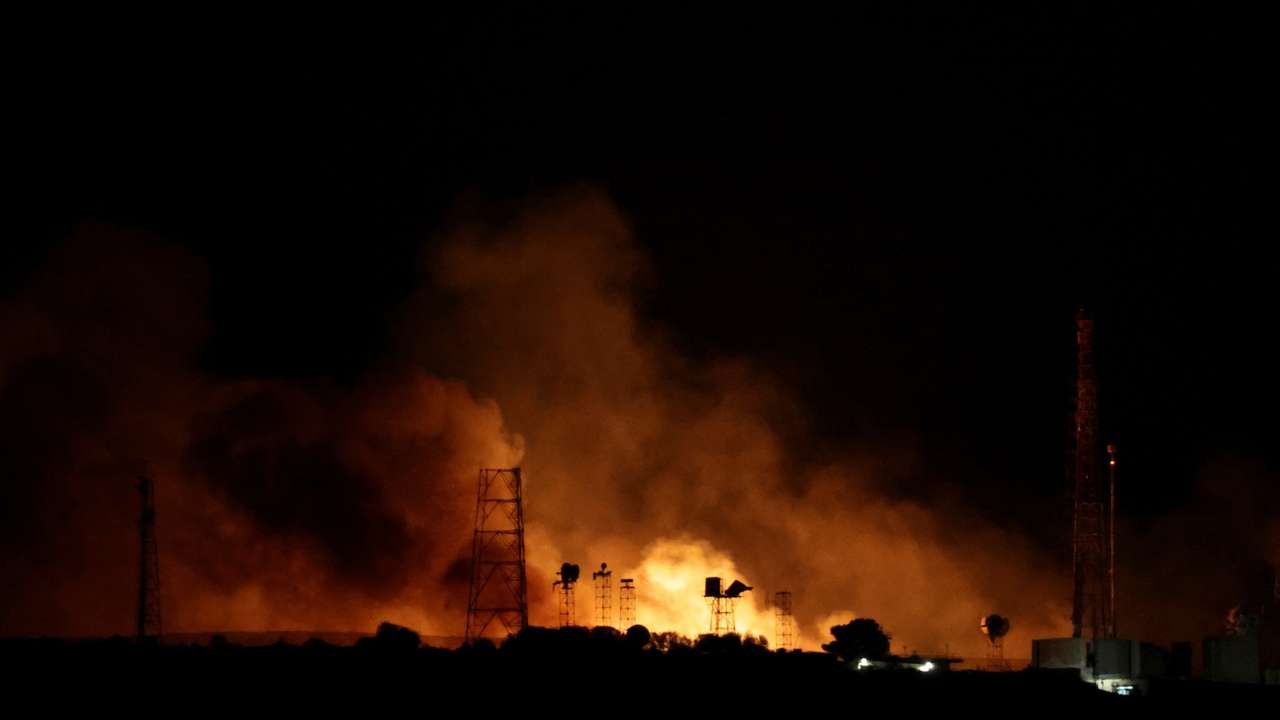 A view shows smoke and fire in Lebanon, near the border with Israel, as seen from northern Israel