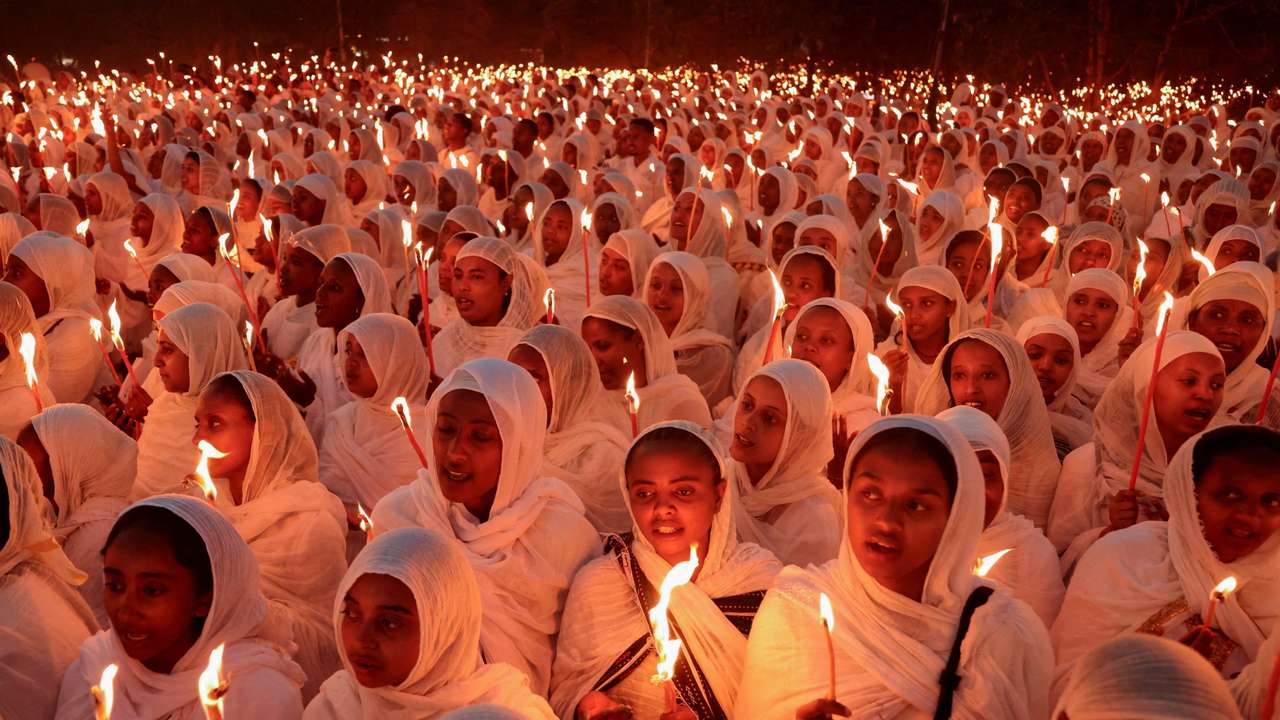 Ethiopian Orthodox Christmas Eve celebration at Bole Medhanialem Church in Addis Ababa