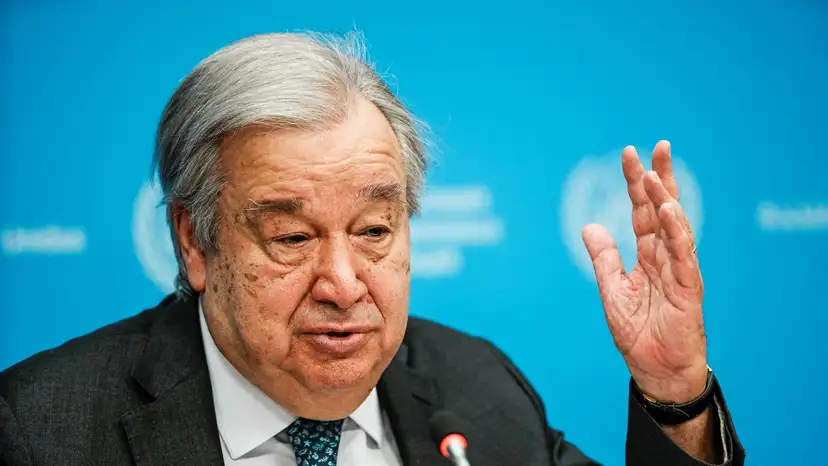 United Nations Secretary-General Antonio Guterres speaks during a press conference in New York