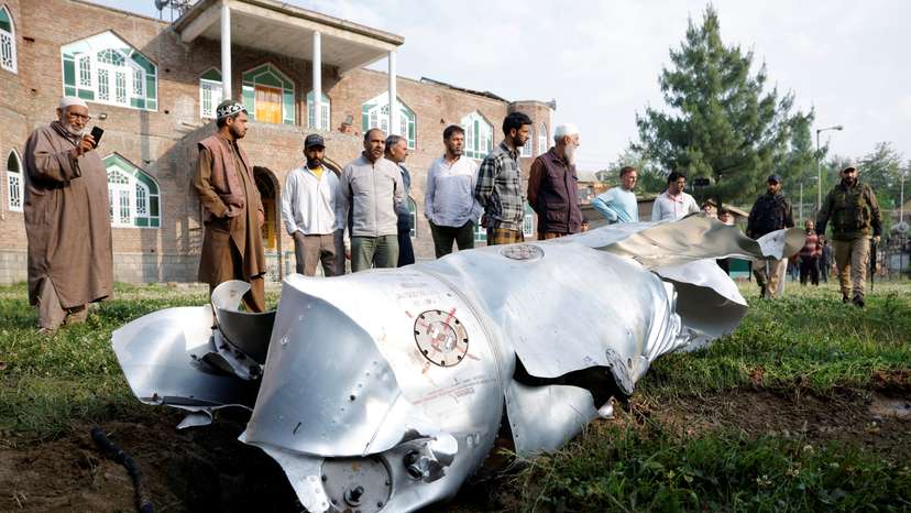Metal debris lies on the ground in Wuyan