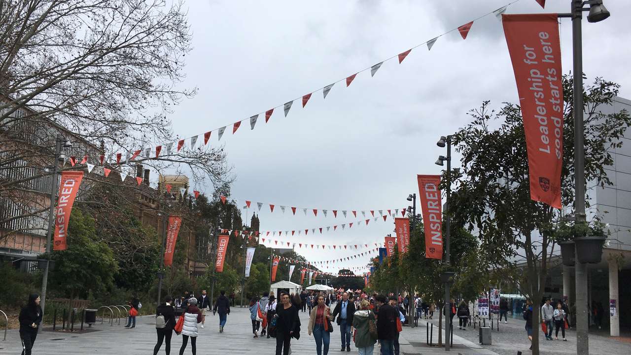 Students attend the University of Sydney open day in Sydney, Australia