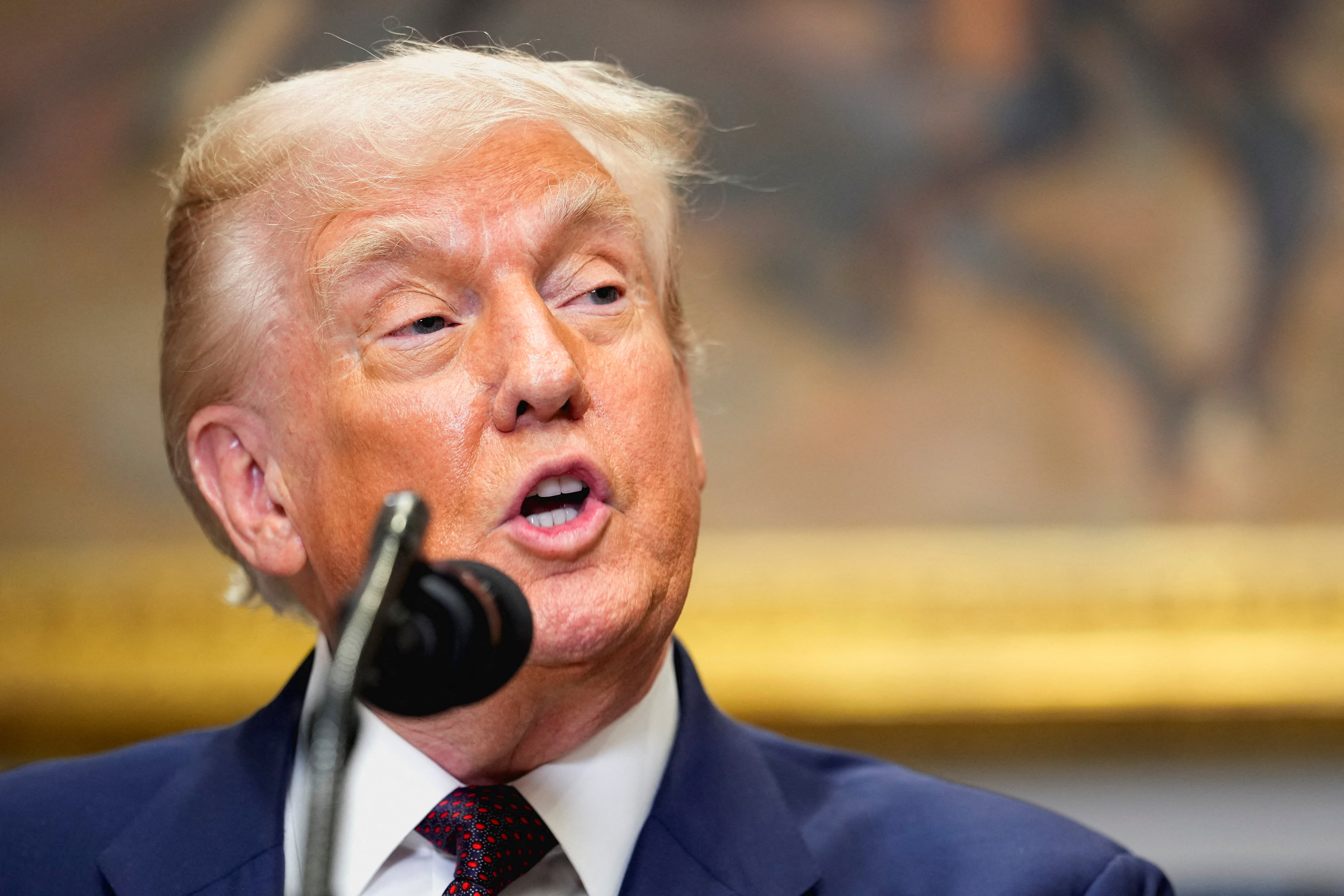 U.S. President Donald Trump delivers remarks at the White House in Washington, D.C.