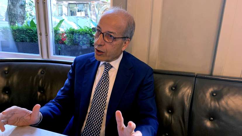 Libyan Central Bank Governor Sadiq al-Kabir talks during an interview with Reuters in London