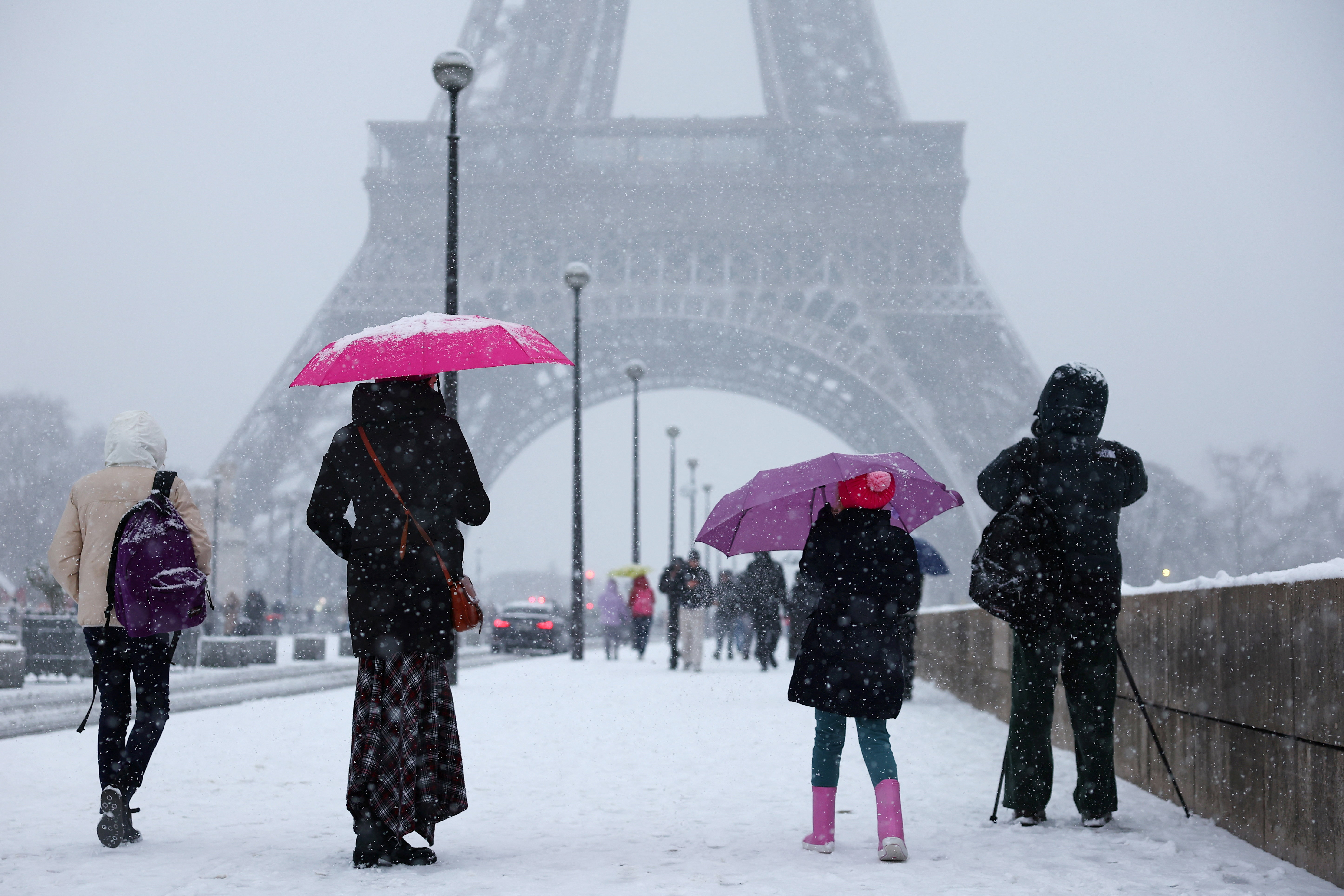 Snow and freezing temperatures hit Paris