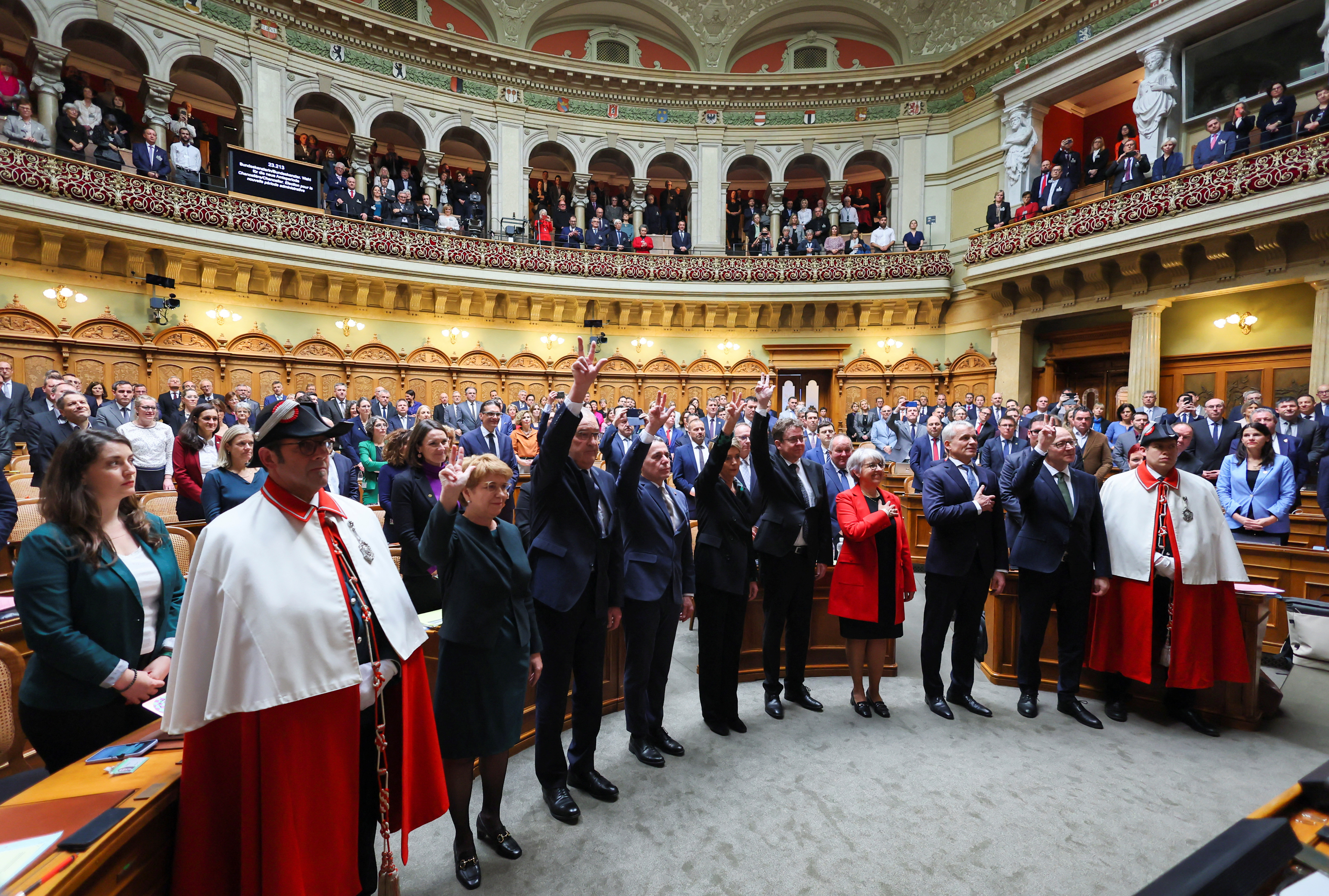 Swiss parliament elects new cabinet members, in Bern