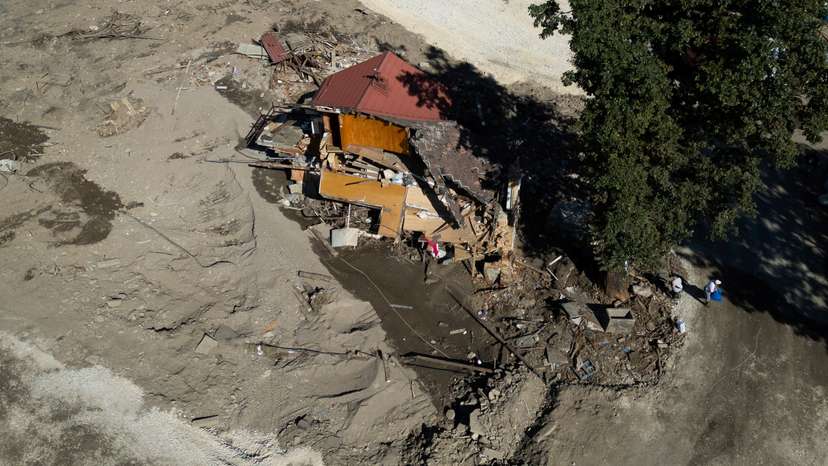 Aftermath of flooding by Morawka river in Stronie Slaskie