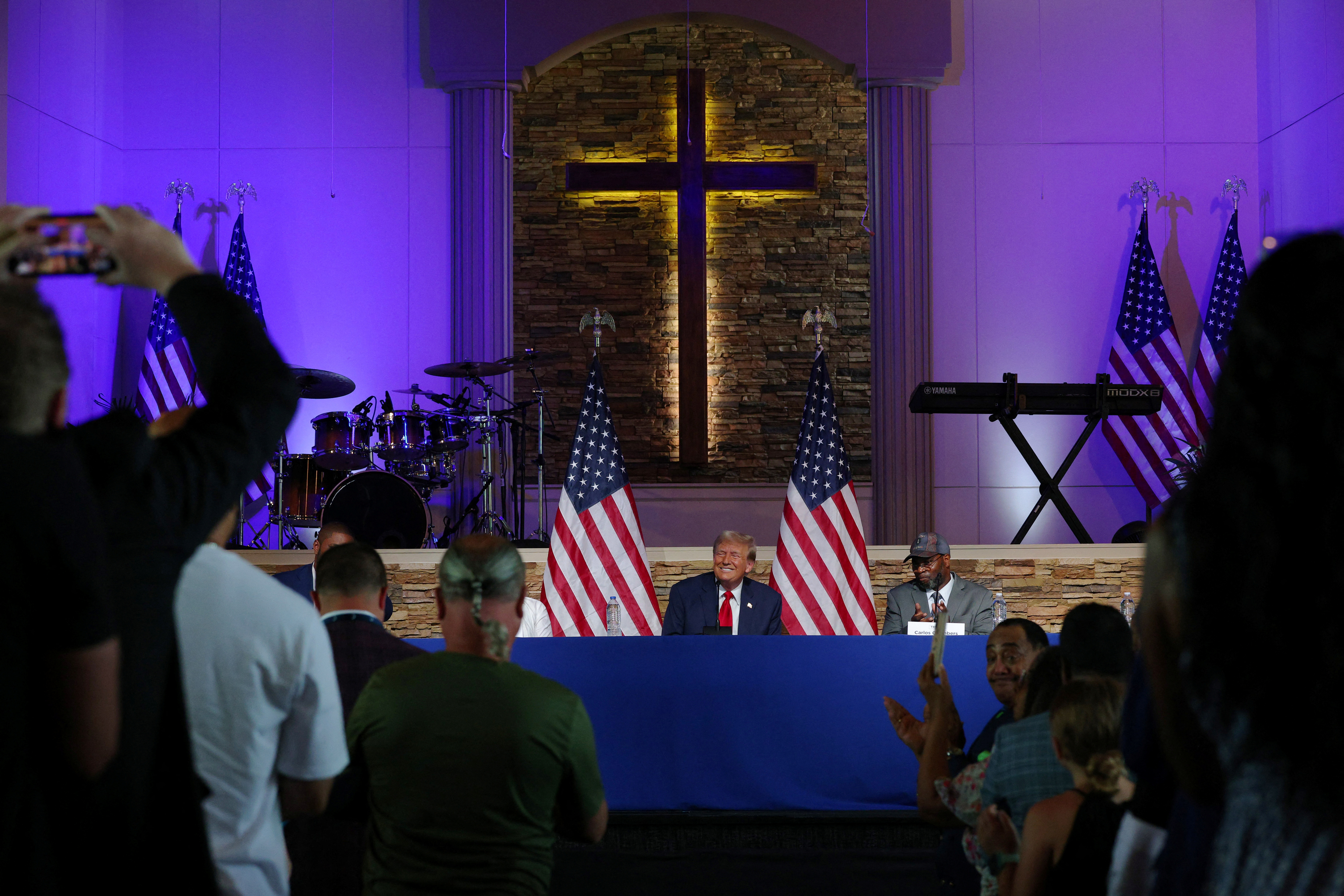 Republican presidential candidate Trump campaigns in Detroit
