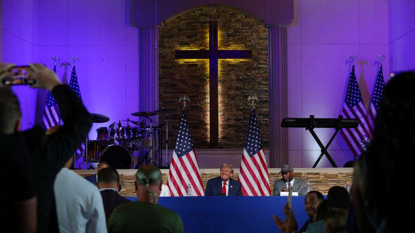 Republican presidential candidate Trump campaigns in Detroit