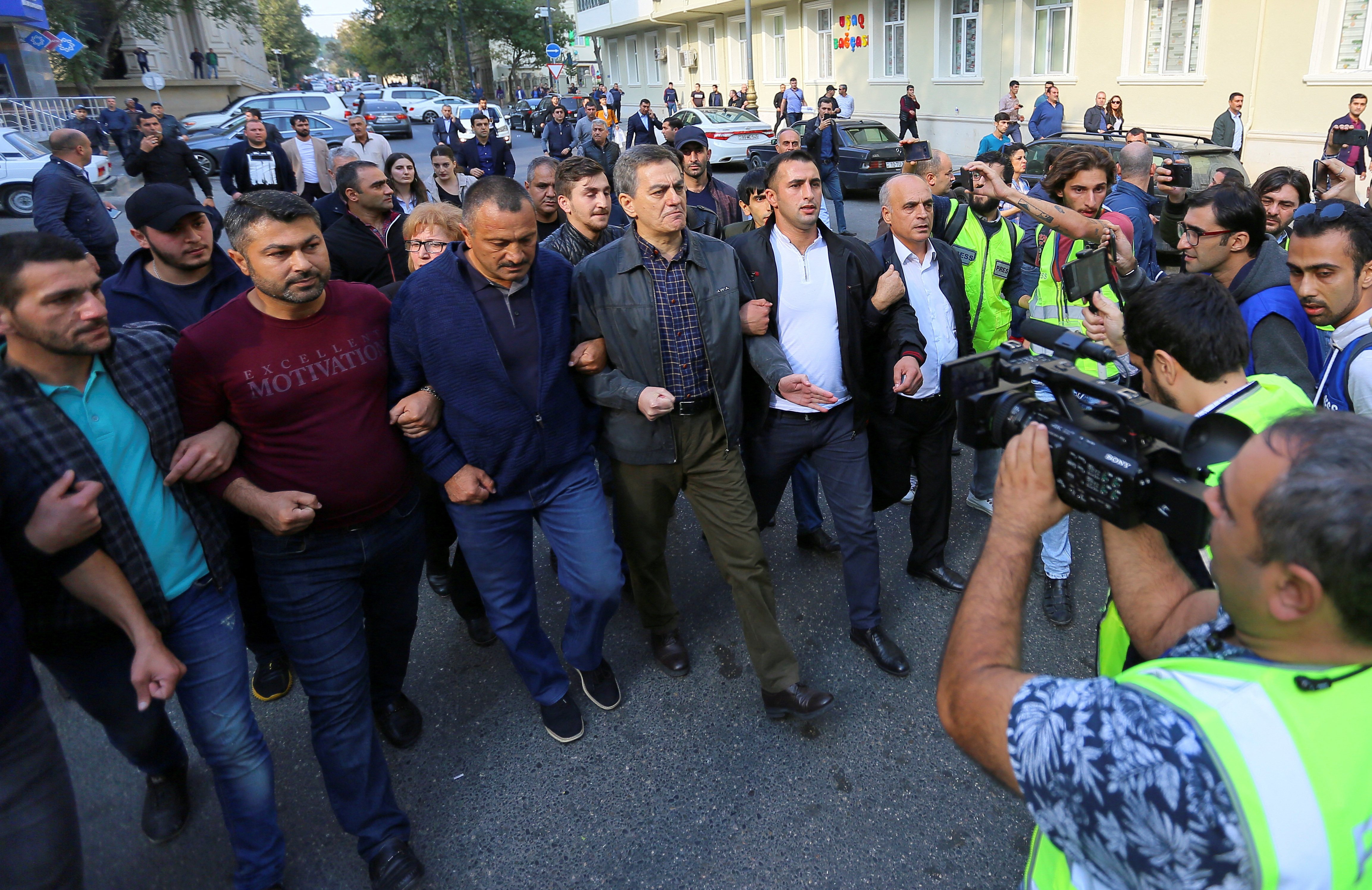 FILE PHOTO: Opposition supporters hold a rally in Baku