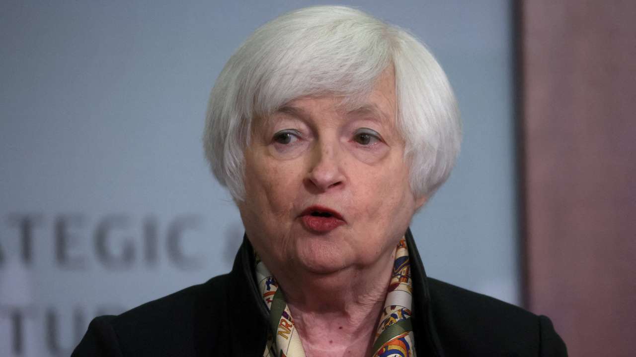 FILE PHOTO: U.S. Treasury Secretary Janet Yellen speaks at the Center for Strategic and International Studies in Washington