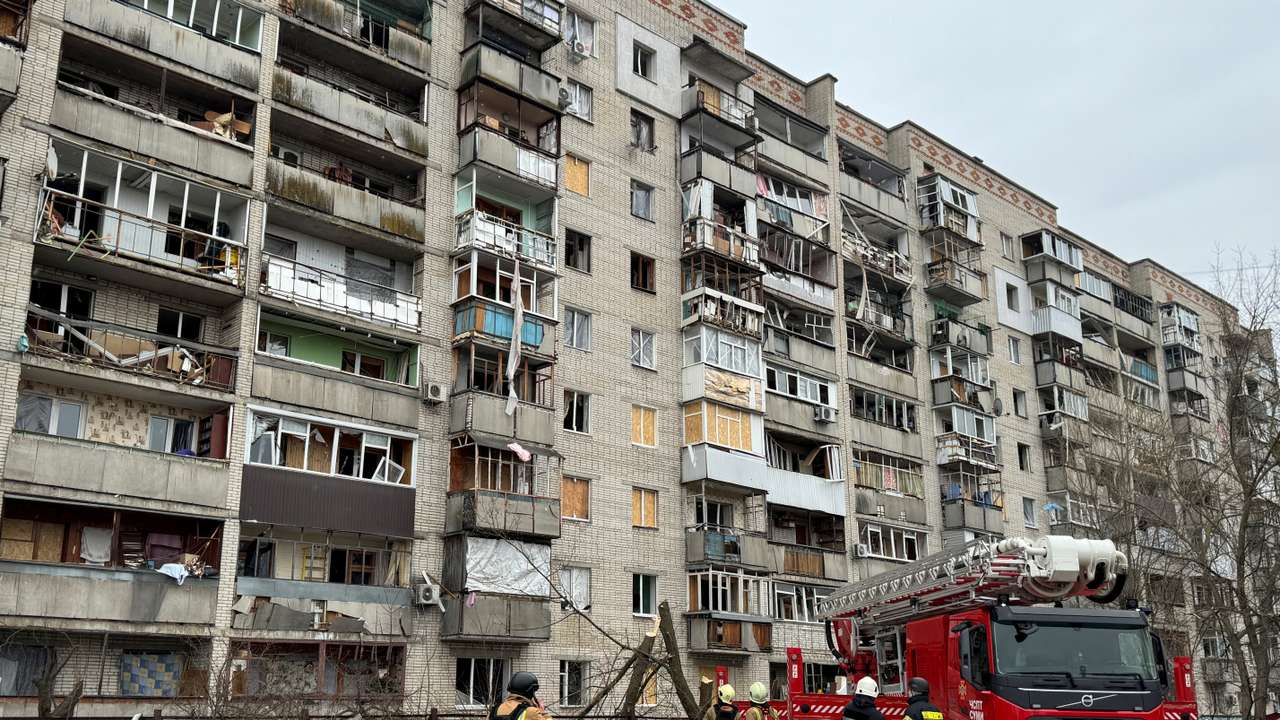 Aftermath of a Russian drone attack in Sumy