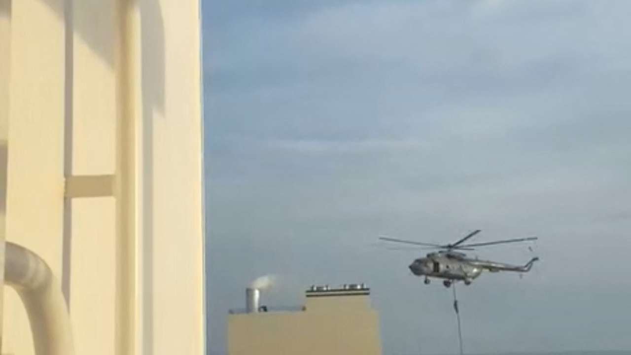 Helicopter raid on MSC Aries ship at sea