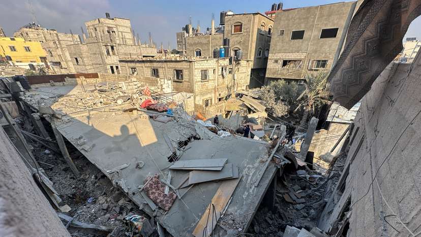 Site of an Israeli strike on a house in Khan Younis in the southern Gaza Strip
