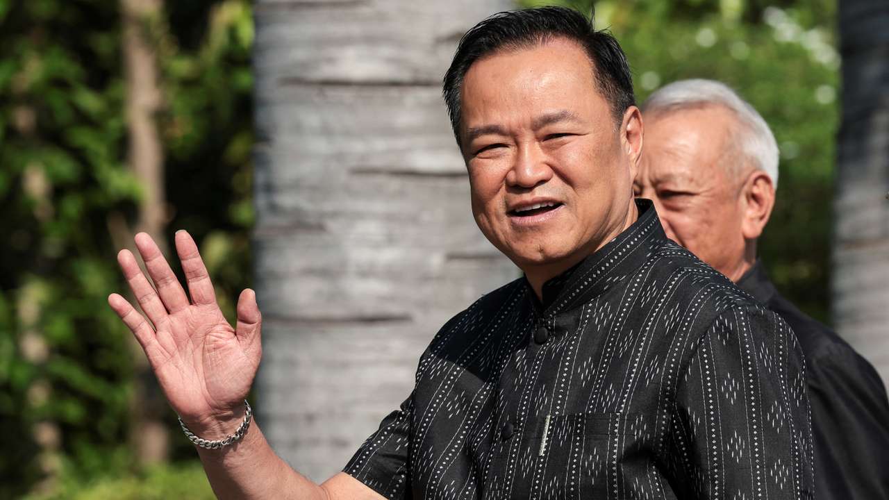 Thailand's caretaker PM Anutin Charnvirakul attends a cabinet meeting at the Government House after the party won the general election in Bangkok