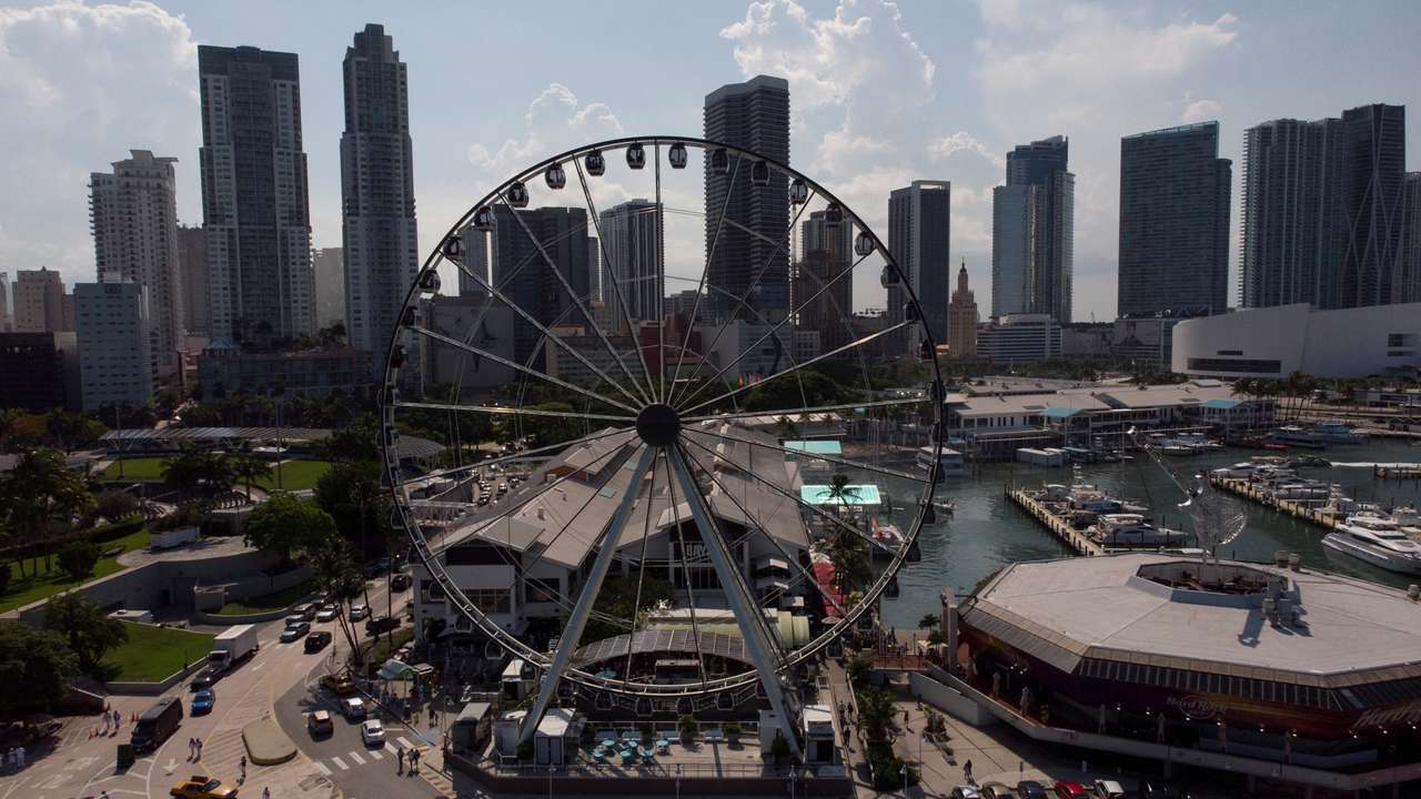 FILE PHOTO: A general view of Downtown with the Ferris wheel at Bayside Marketplace, in Miami