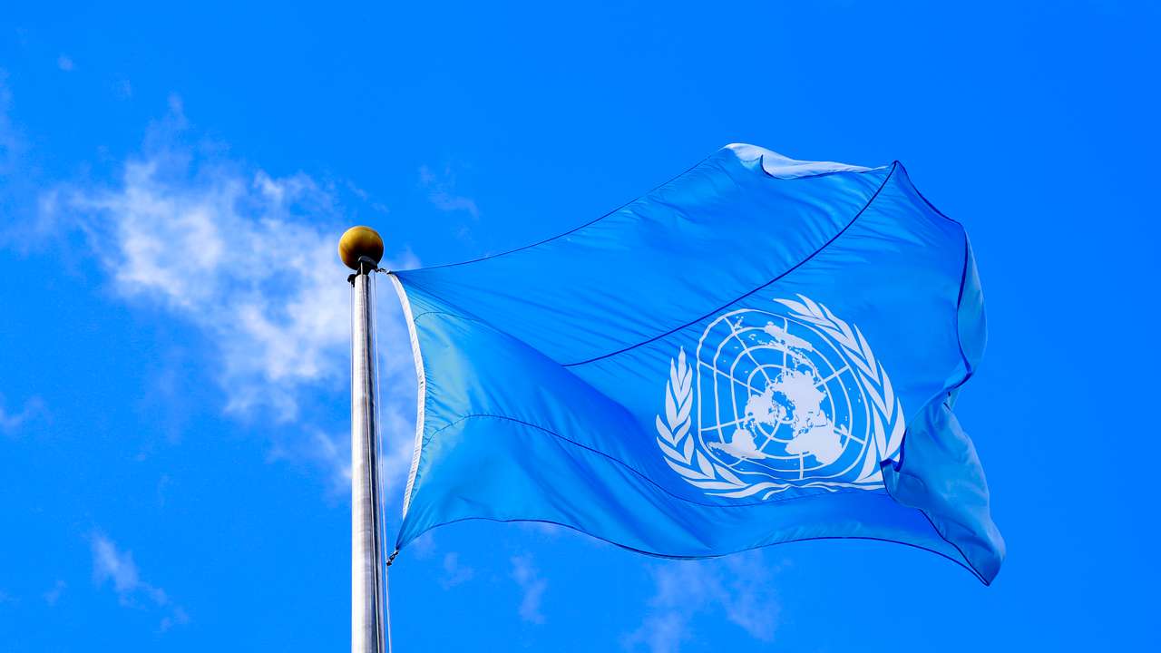 The United Nations flag is seen during the 74th session of the United Nations General Assembly at U.N. headquarters in New York City, New York, U.S.