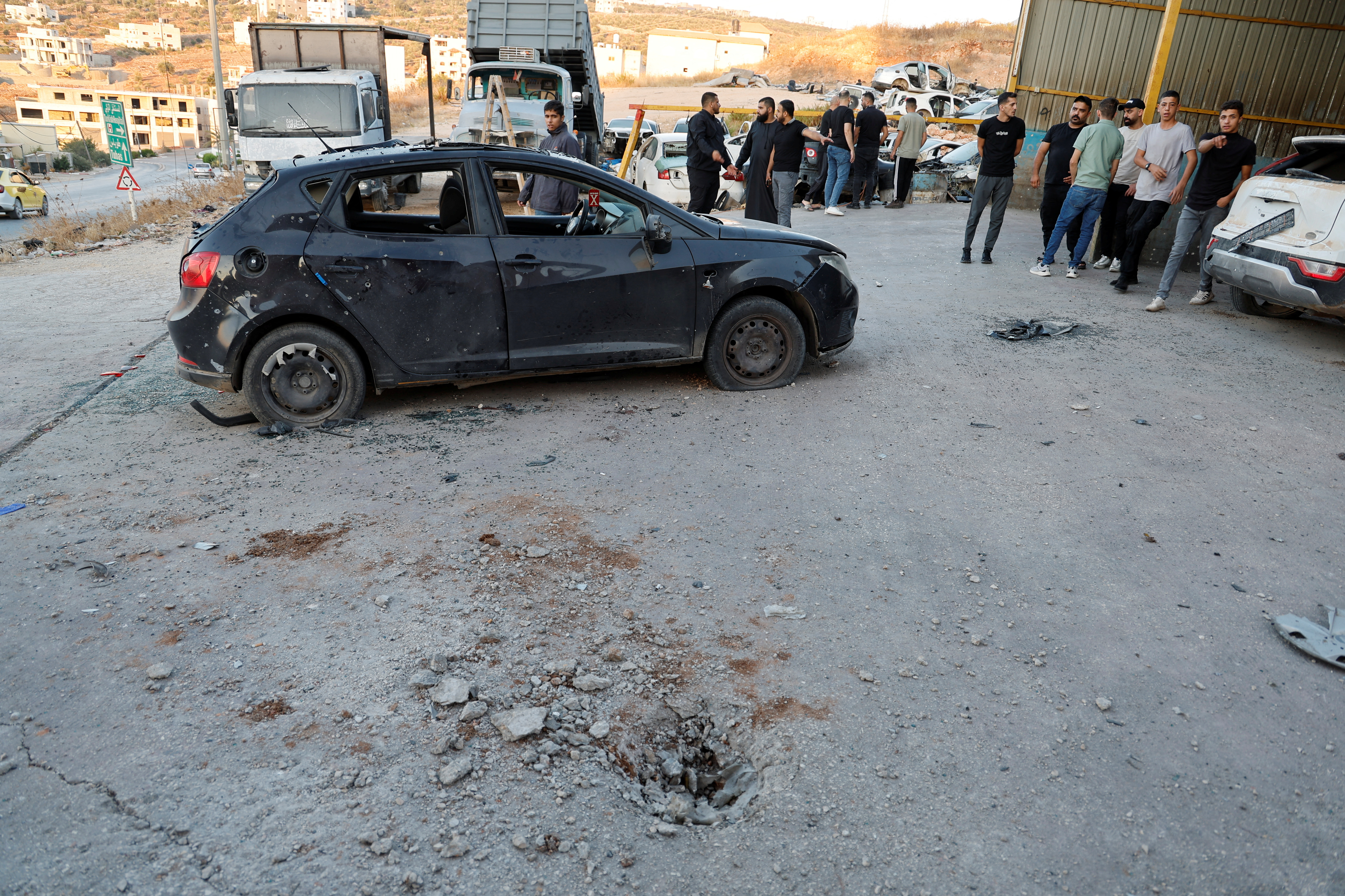 Aftermath of an Israeli drone strike, in Tubas