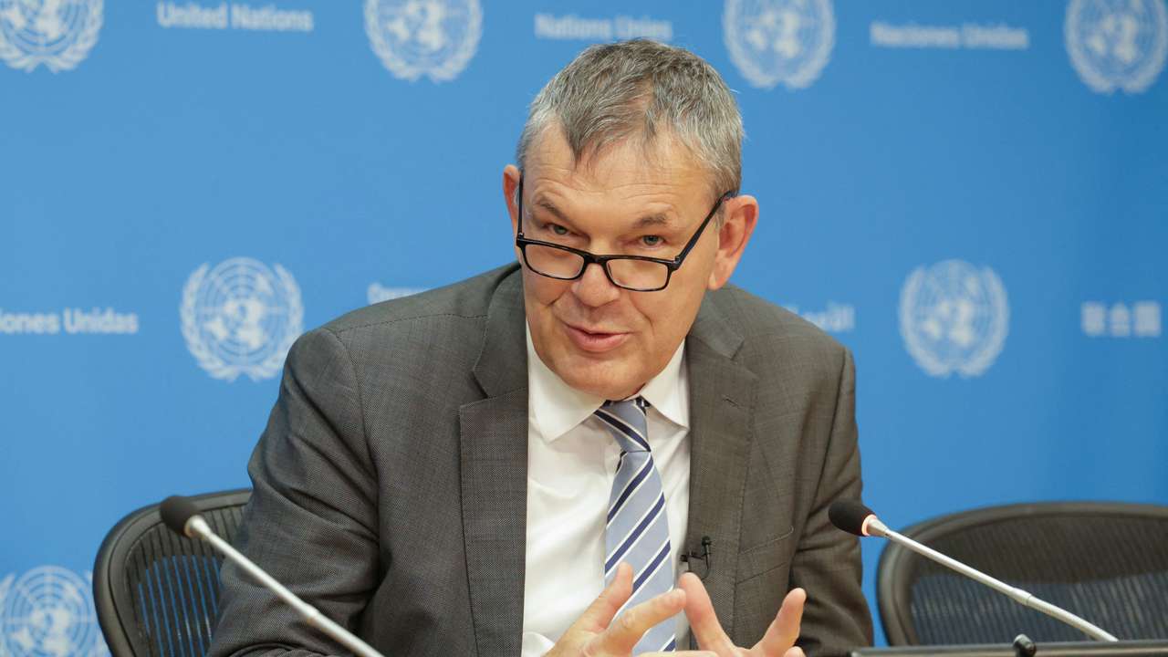 Philippe Lazzarini, the Commissioner General of the United Nations Relief and Works Agency for Palestine Refugees in the Near East (UNRWA) holds a briefing at U.N. headquarters in New York