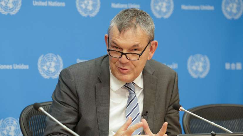 Philippe Lazzarini, the Commissioner General of the United Nations Relief and Works Agency for Palestine Refugees in the Near East (UNRWA) holds a briefing at U.N. headquarters in New York