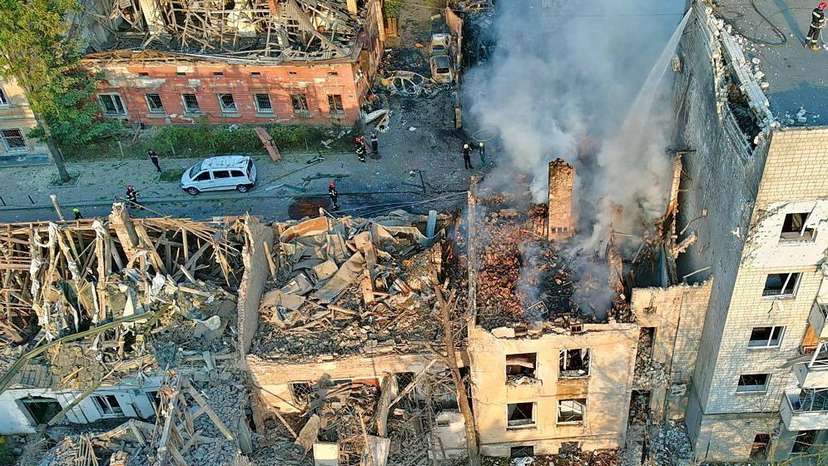 Aftermath of a Russian drone and missile attack in Lviv