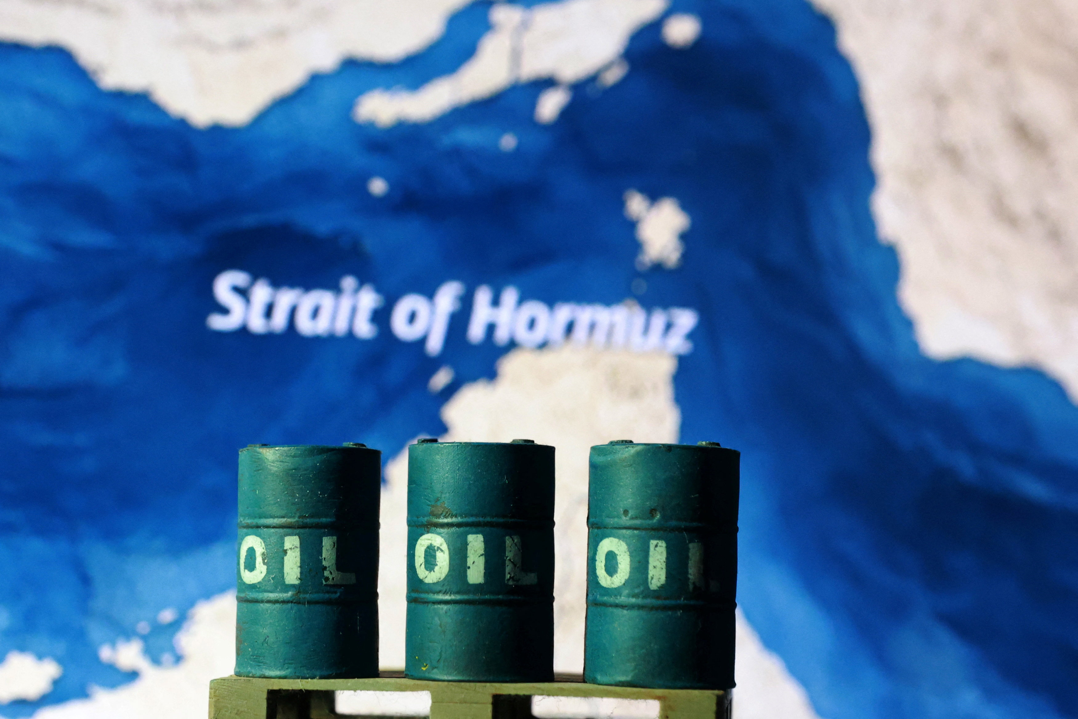 Illustration shows map showing the Strait of Hormuz