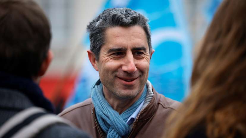 News conference of French labour unions on pension reform in Paris