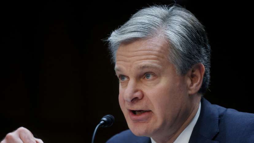 FILE PHOTO: FBI Director Wray testifies on Capitol Hill in Washington, U.S.