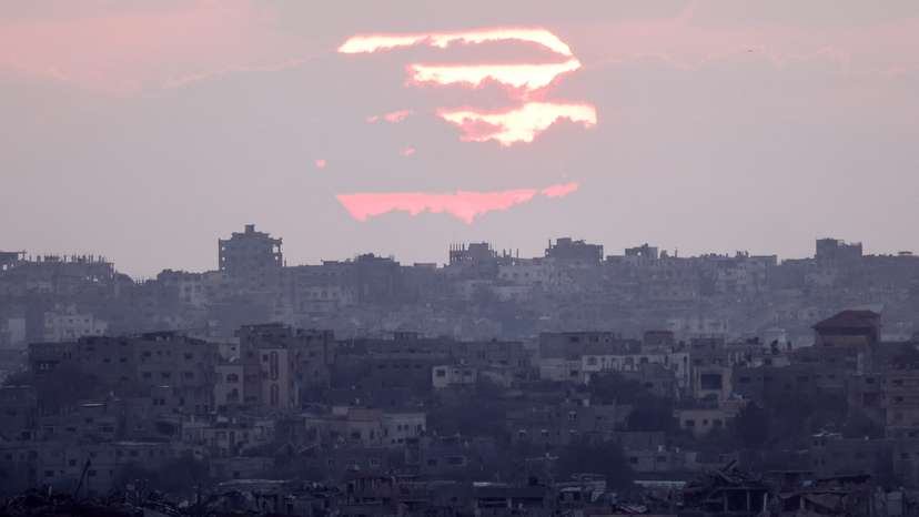 A view of Gaza during sunset, amid the Israel-Hamas conflict