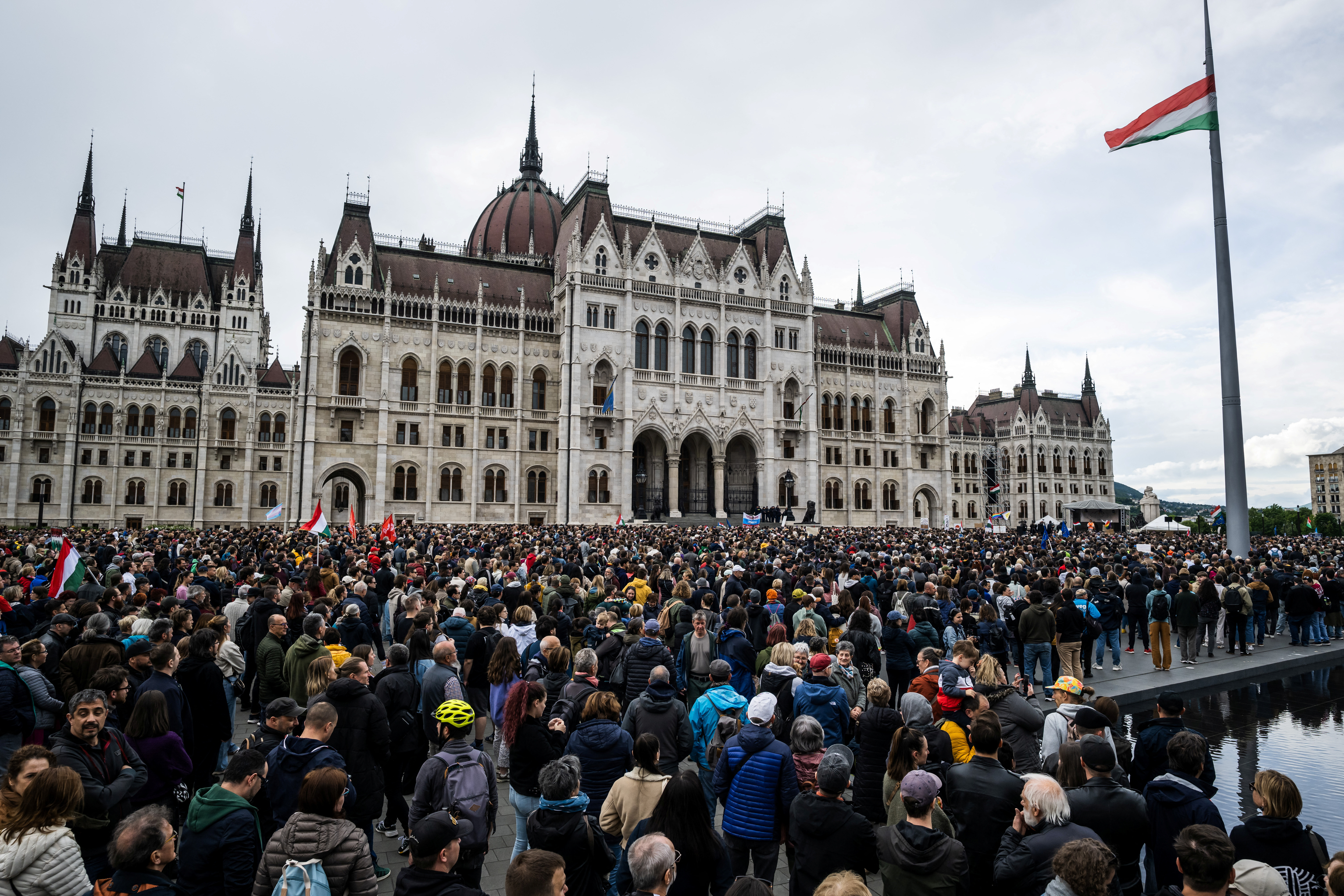 Protest after Hungary's ruling party Fidesz submitted a bill to crack down on foreign-funded organisations, in Budapest