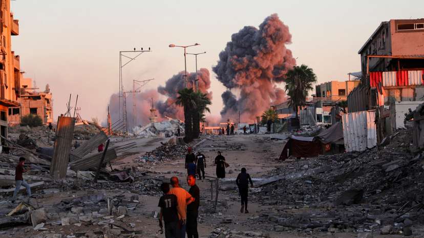 Smoke rises following an Israeli strike during a military operation in Gaza City