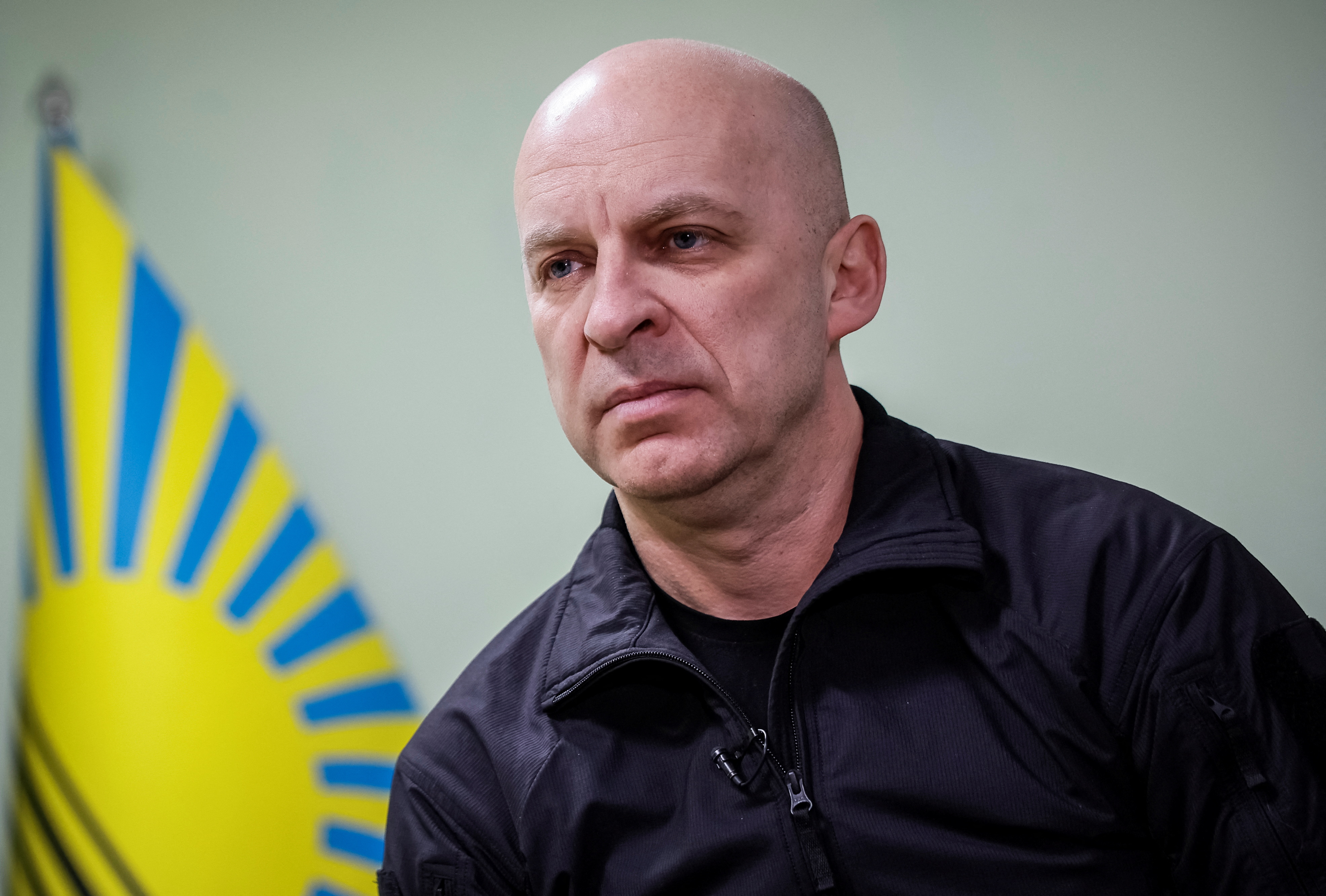 Head of the Donetsk Regional Military Administration Filashkin attends an interview with Reuters in Donetsk region