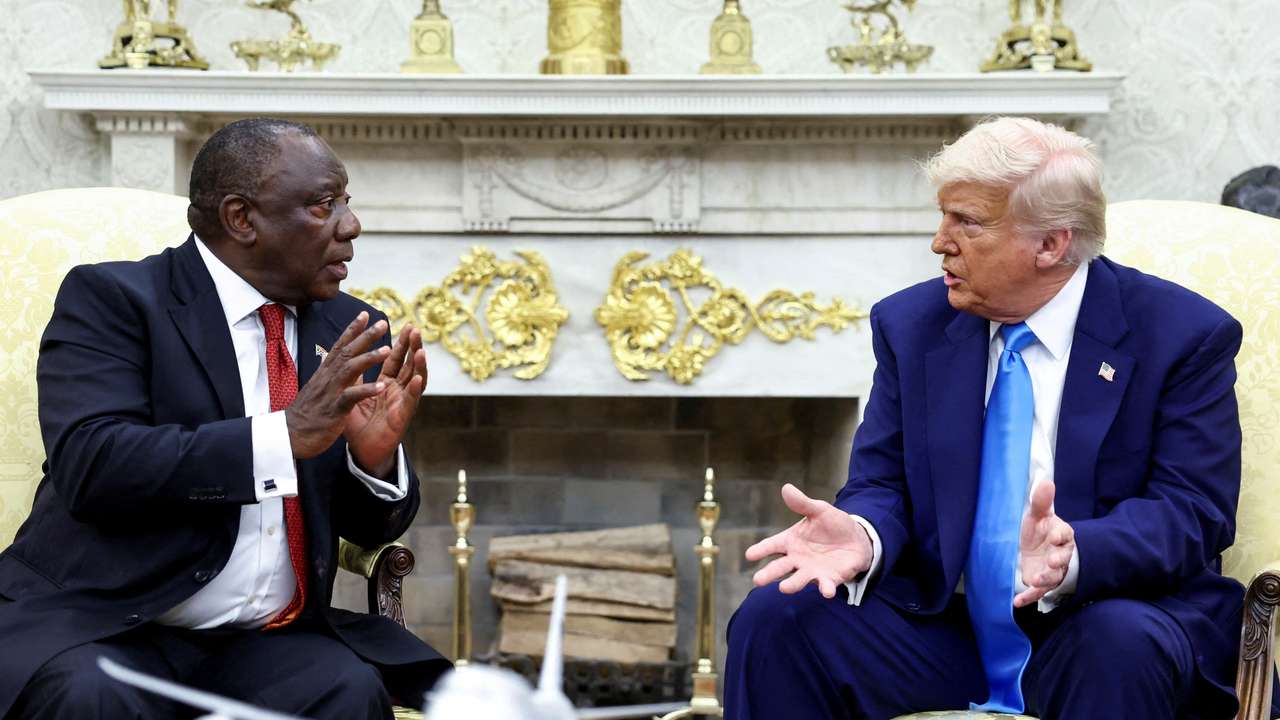 U.S. President Donald Trump meets South African President Cyril Ramaphosa at the White House