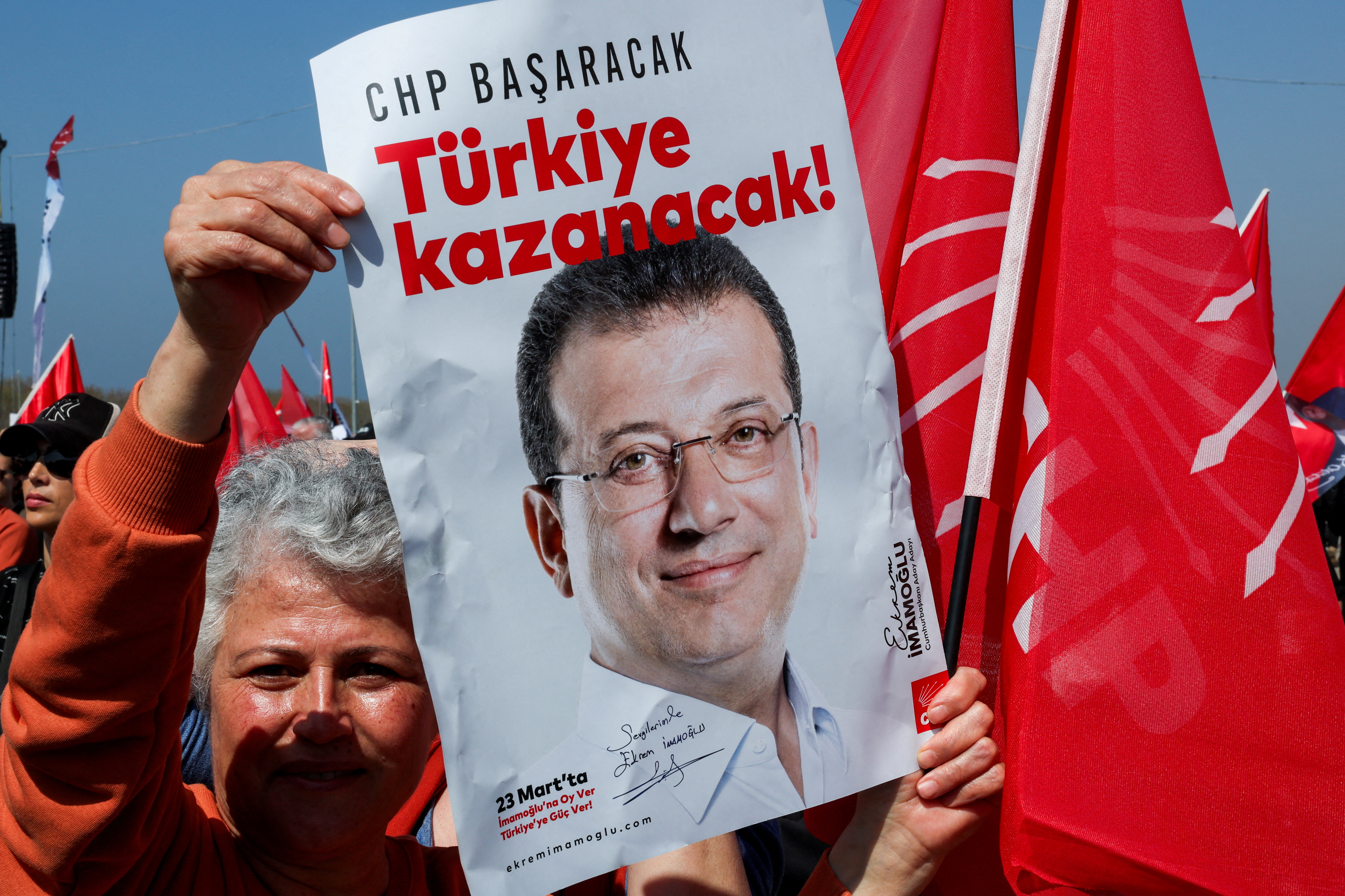 FILE PHOTO: Rally to protest against the arrest of Istanbul Mayor Ekrem Imamoglu as part of a corruption investigation, in Istanbul