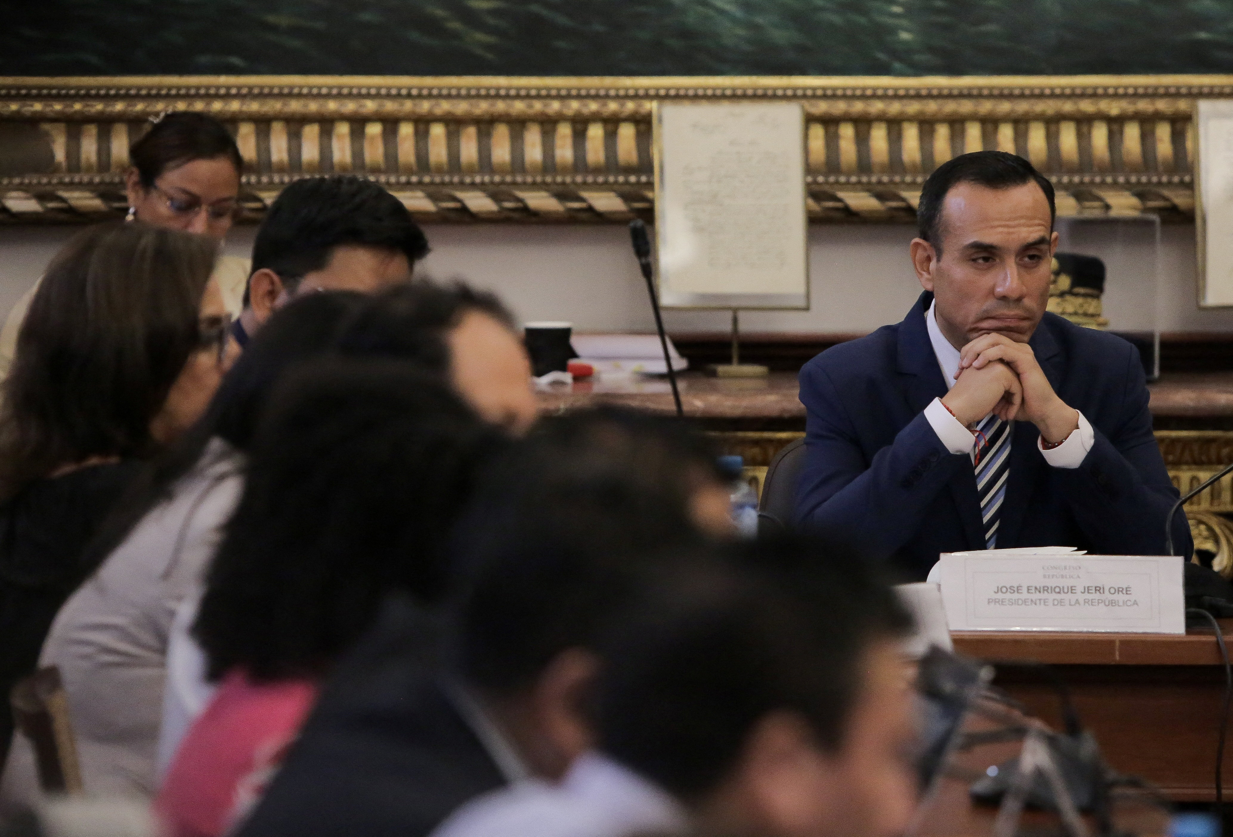 Peruvian President Jeri addresses Congress over undisclosed meetings, in Lima