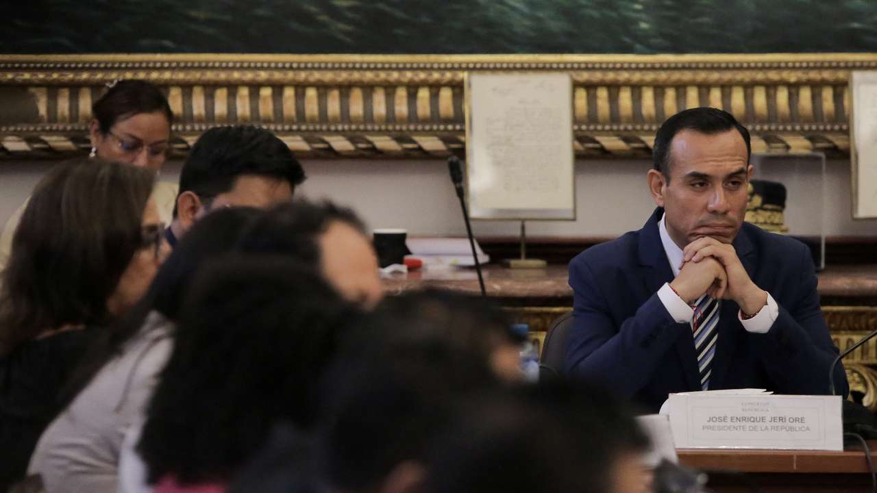 Peruvian President Jeri addresses Congress over undisclosed meetings, in Lima