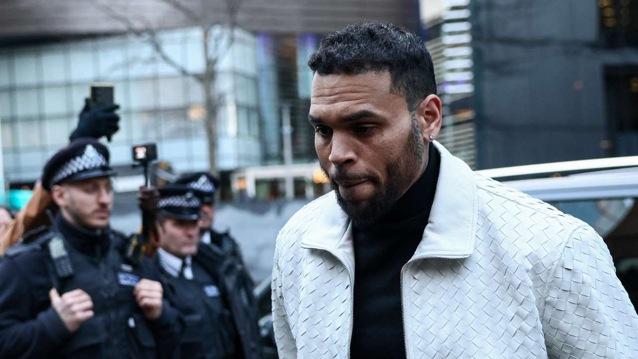 U.S. singer Chris Brown appears outside the Southwark Crown Court, in London