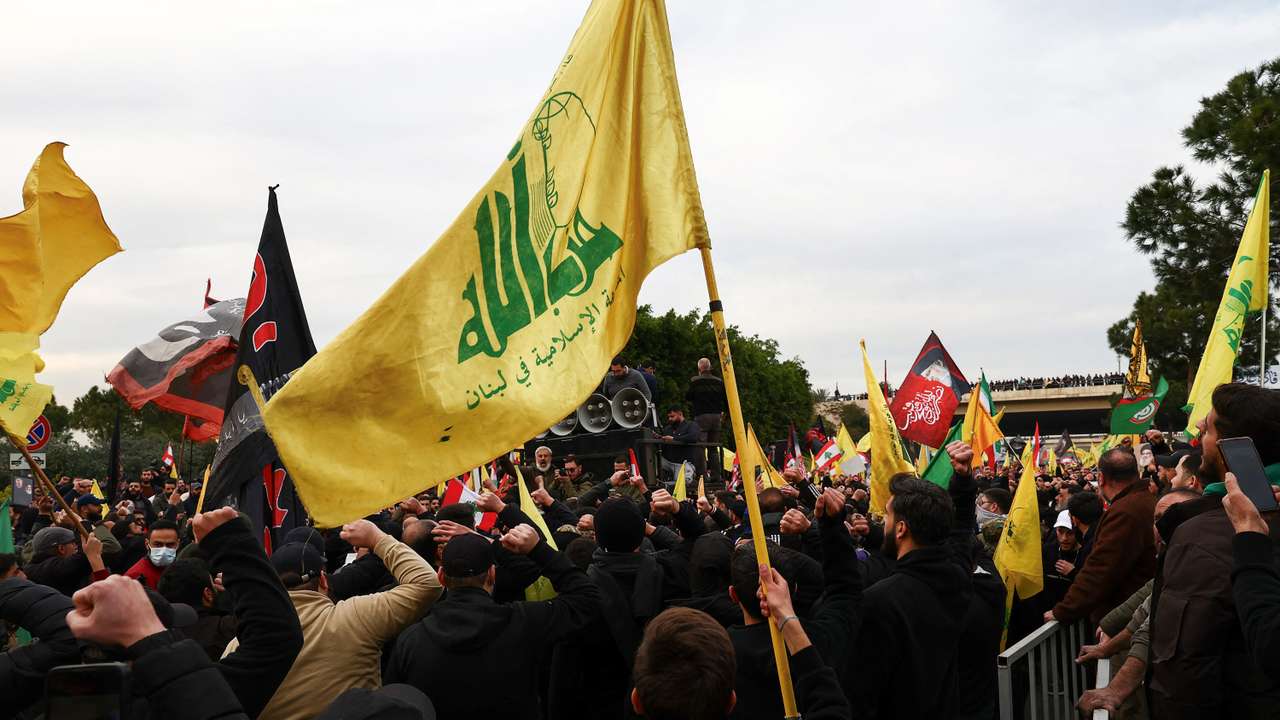 Supporters of Hezbollah protest in Beirut