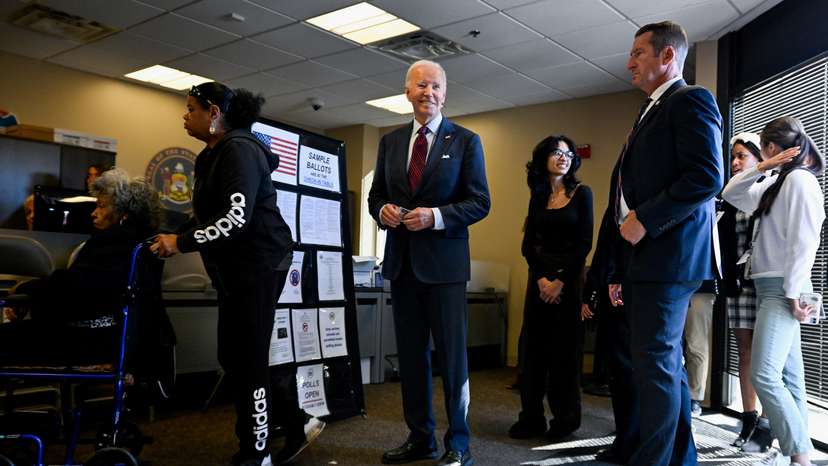 U.S. President Joe Biden votes in the 2024 presidential election, in New Castle