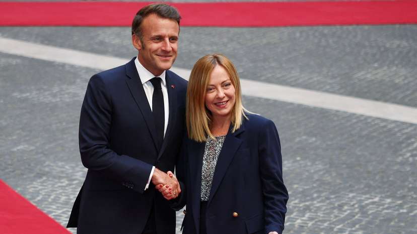 Italian Prime Minister Meloni meets French President Macron, in Rome