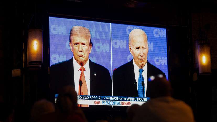 American citizens living in Mexico gather to watch the first debate between the two candidates for U.S. President, in Mexico City