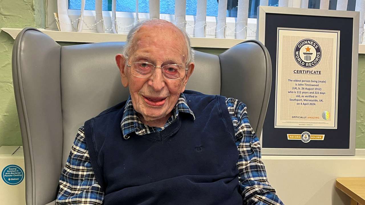 Tinniswood, GWR world's oldest living man, poses in Southport
