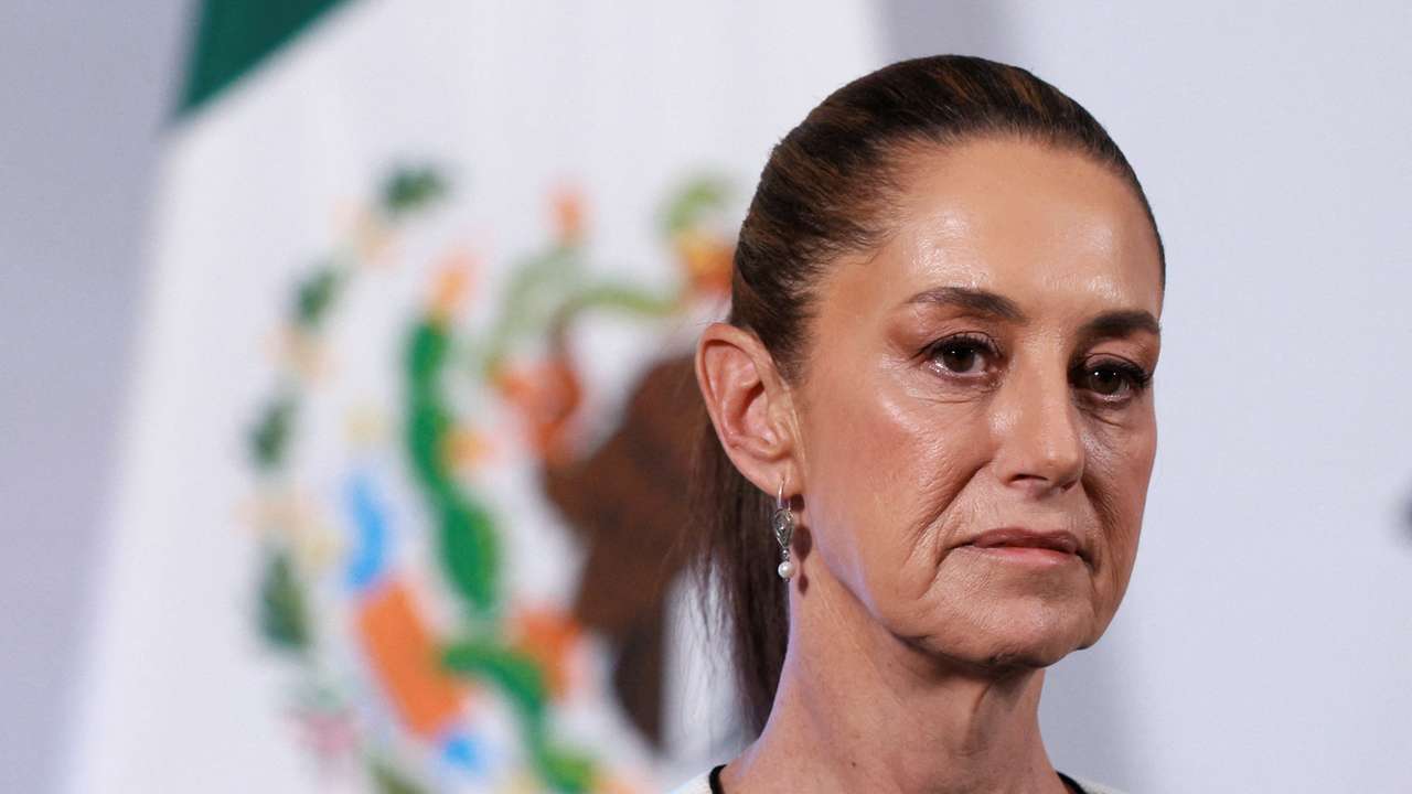 Mexico's President Sheinbaum addresses the media at the National Palace, in Mexico City