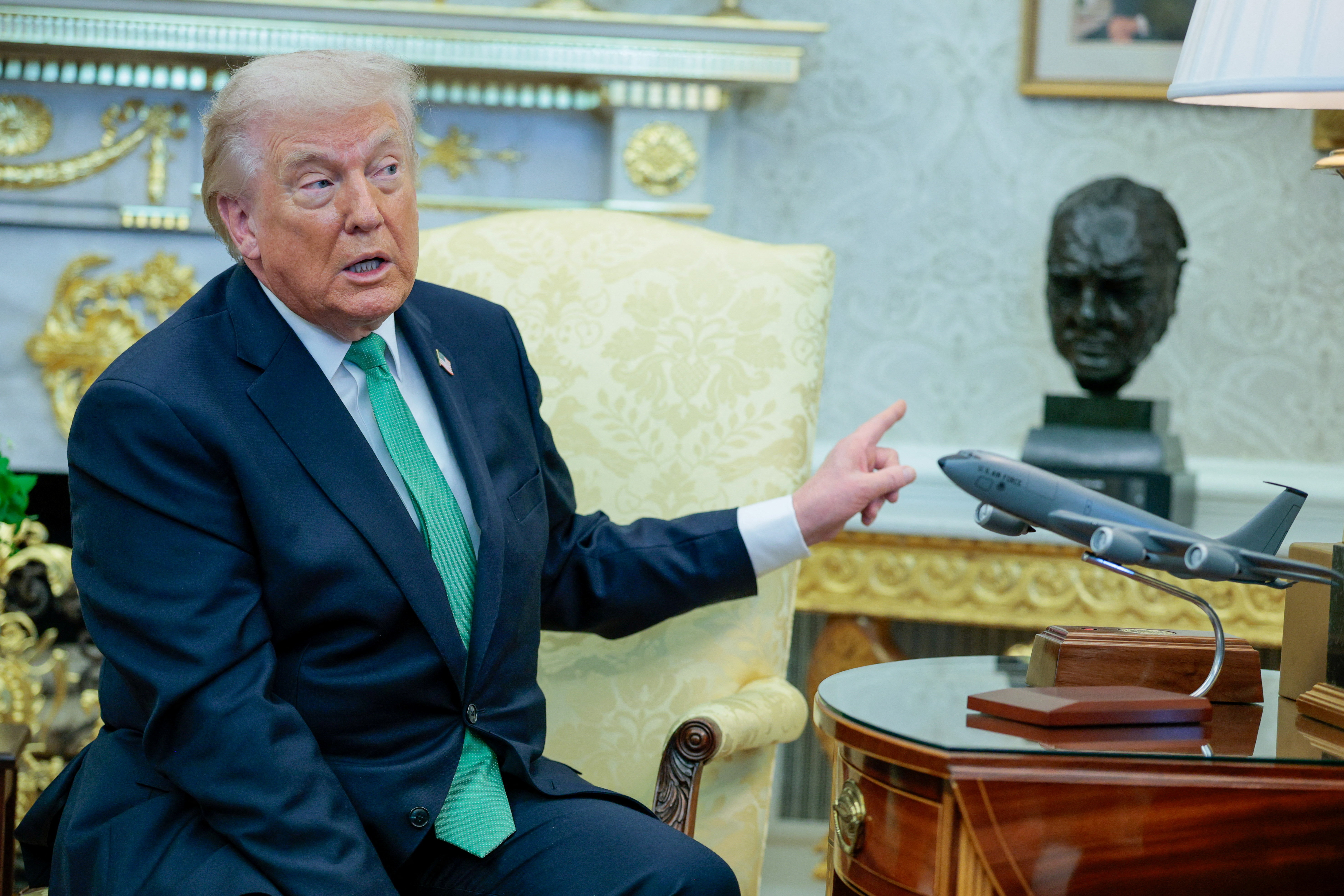 U.S. President Donald participates in the annual Friends of Ireland Luncheon with Ireland's Prime Minister Martin, in Washington