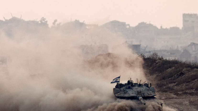 Israeli military vehicles manoeuvre in Gaza