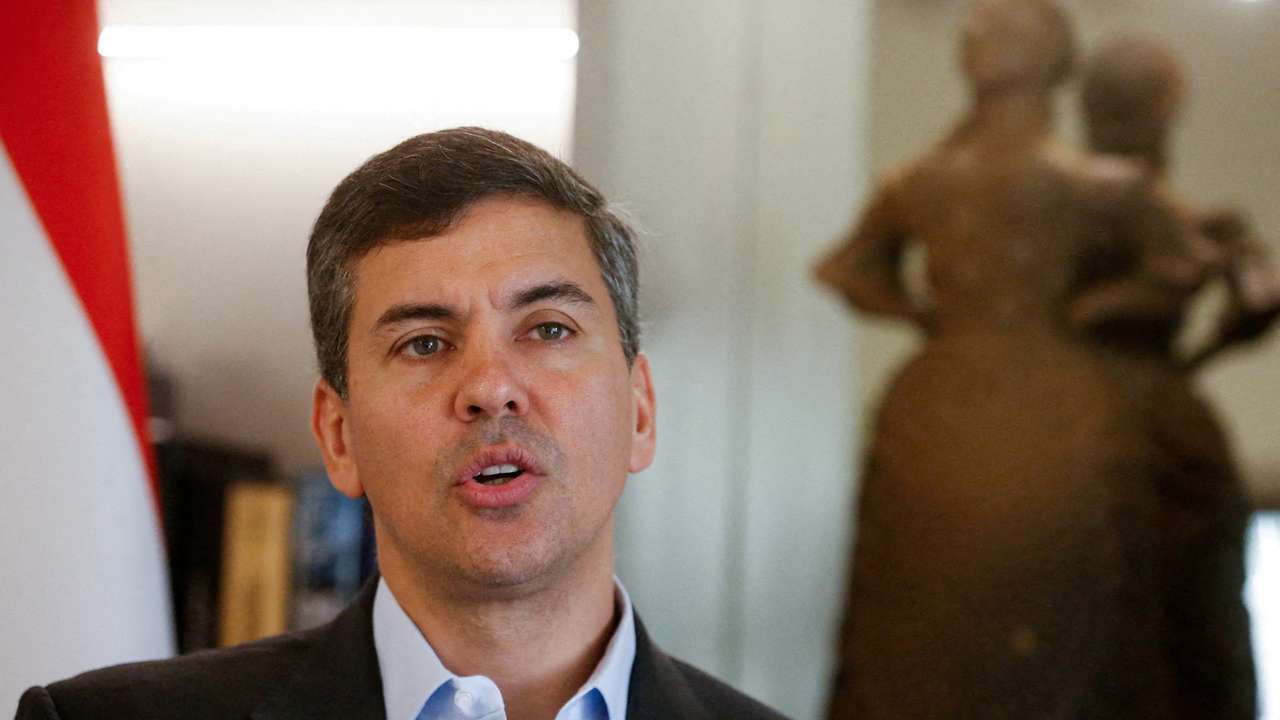 FILE PHOTO: Paraguay's President Pena speaks during an interview with Reuters, in Asuncion