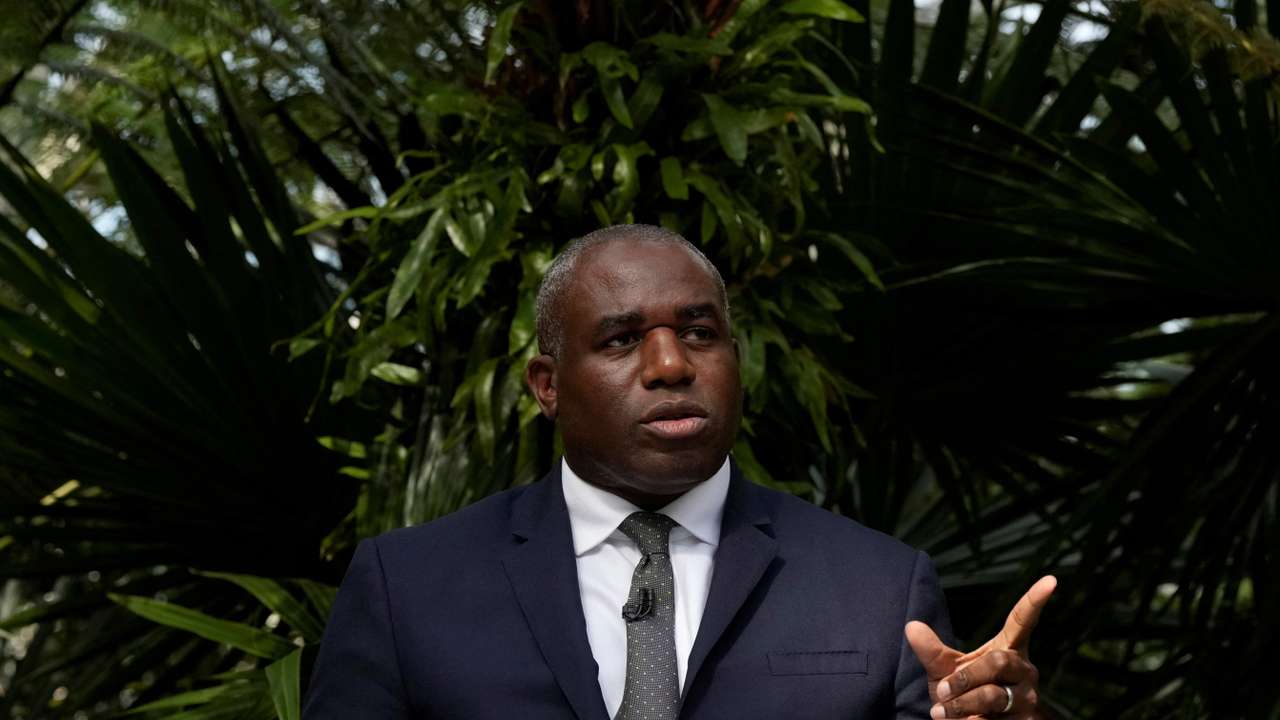 Britain's Foreign Secretary David Lammy speaks about climate and environment policy at Kew Gardens, in London
